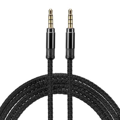 MECCANIXITY 2 Pack Aux Cable 3.5mm Male to Male Nylon Braided 10Ft 4 Pole Hi-Fi Stereo Sound Auxiliary Cord Black for Earphones, Smart Phones, Home/Car Stereos, Speakers, Computers