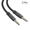 MECCANIXITY 2 Pack Aux Cable 3.5mm Male to Male Nylon Braided 10Ft 4 Pole Hi-Fi Stereo Sound Auxiliary Cord Black for Earphones, Smart Phones, Home/Car Stereos, Speakers, Computers view 3