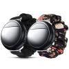 Lamshaw Compatible for Embr Wave 2 Band, Fabric Elastic Scrunchie Elastic Women Cute Replacement Straps Compatible with Embr Wave 2 Thermal Wristband (2 pack-Black+Black Flower) view 1