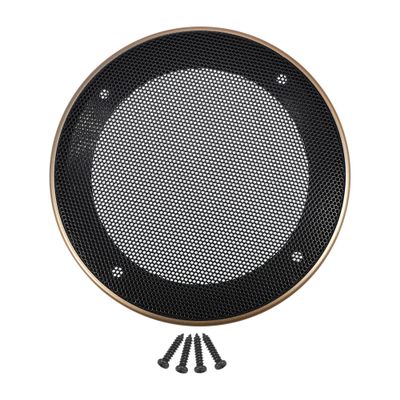 X AUTOHAUX 5 Inch Car Metal Audio Speaker Grill Cover Mesh Woofer Horn Guard Decorative Circle Grille Protector with Screw Gold Tone