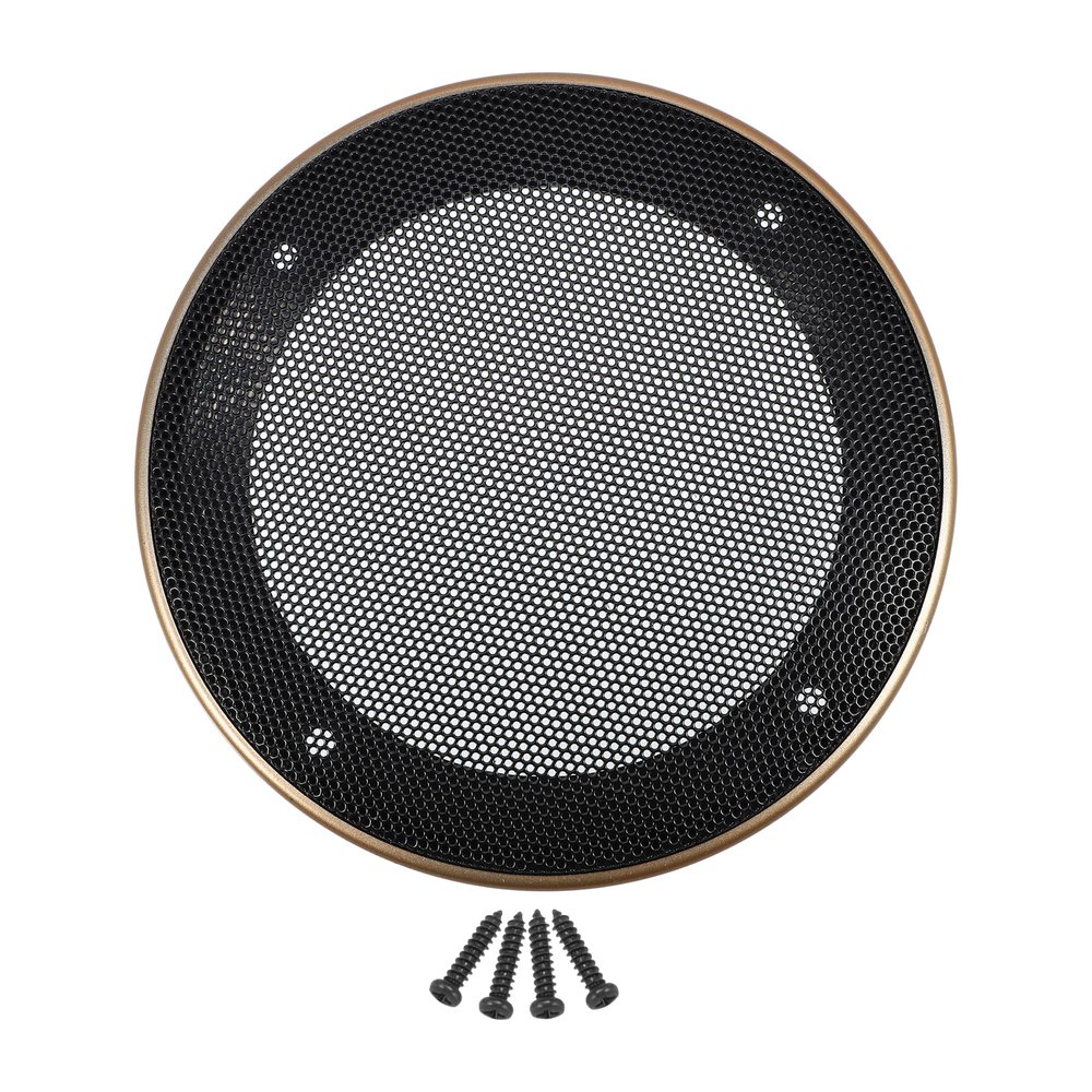 X AUTOHAUX 5 Inch Car Metal Audio Speaker Grill Cover Mesh Woofer Horn Guard Decorative Circle Grille Protector with Screw Gold Tone