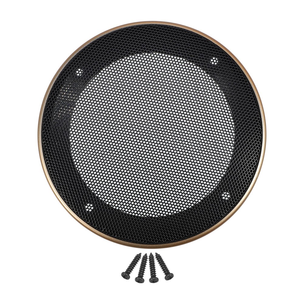 X AUTOHAUX 4 Inch Car Metal Audio Speaker Grill Cover Mesh Woofer Horn Guard Decorative Circle Grille Protector with Screw Gold Tone
