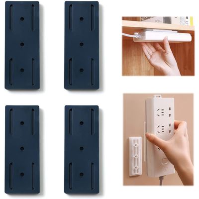 Self-Adhesive Desktop Socket Fixer, Adhesive Punch Free Socket Holder, Power Strip Holder Fixator, Desktop mountable Plug-in Socket Fixer Holder for Desk, Wall, WiFi Router, Paper Towel Box (Blue)