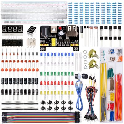 Miuzei Electronics Component Fun Kit with Supply Module, Jumper Wire, 830 Tie-Points Breadboard, Precision Potentiometer, Resistor, LED, Compatible with Arduino, Raspberry Pi, STM32