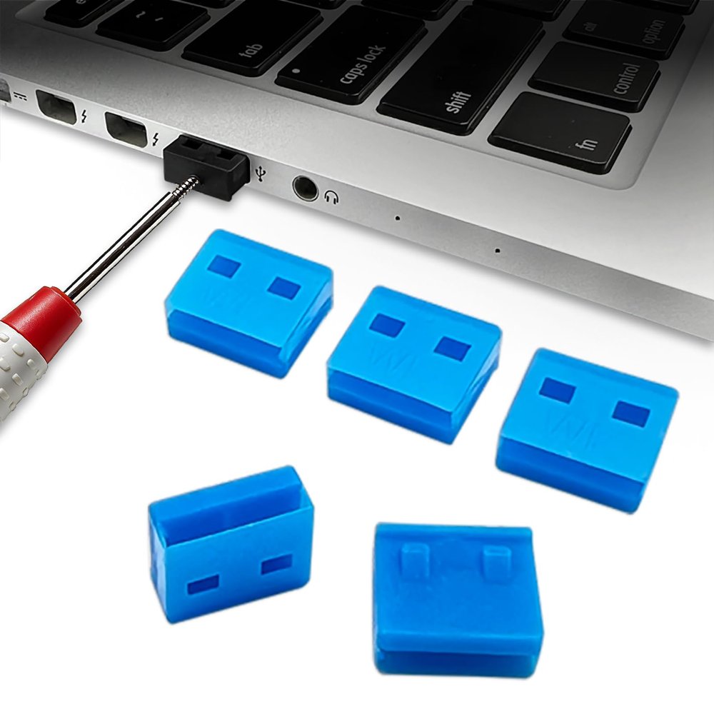 10Pcs USB Port Lock with 1 Keys, Locking USB Port/Dust Blocker, USB Dust Cover Cap Female Port Plugs Protector, Compatible with Computer,TV,Router,USB Devices (Transparent)