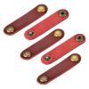MECCANIXITY Pack of 5 Leather Cable Straps Cord Organizer 63x16mm Portable Cable Leather Clips Burgundy Earphone Cord Management for Cable, Wire view 1