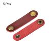 MECCANIXITY Pack of 5 Leather Cable Straps Cord Organizer 63x16mm Portable Cable Leather Clips Burgundy Earphone Cord Management for Cable, Wire view 3
