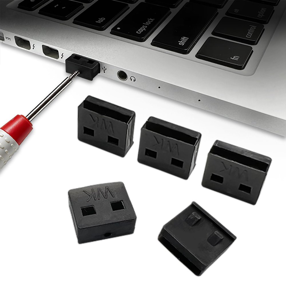 50Pcs USB Port Lock with 3 Keys, Locking USB Port/Dust Blocker, USB Dust Cover Cap Female Port Plugs Protector, Compatible with Computer,TV,Router,USB Devices (Black)