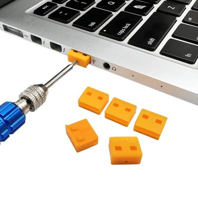 50Pcs USB Port Lock with 3 Keys, Locking USB Port/Dust Blocker, USB Dust Cover Cap Female Port Plugs Protector, Compatible with Computer,TV,Router,USB Devices (Yellow)