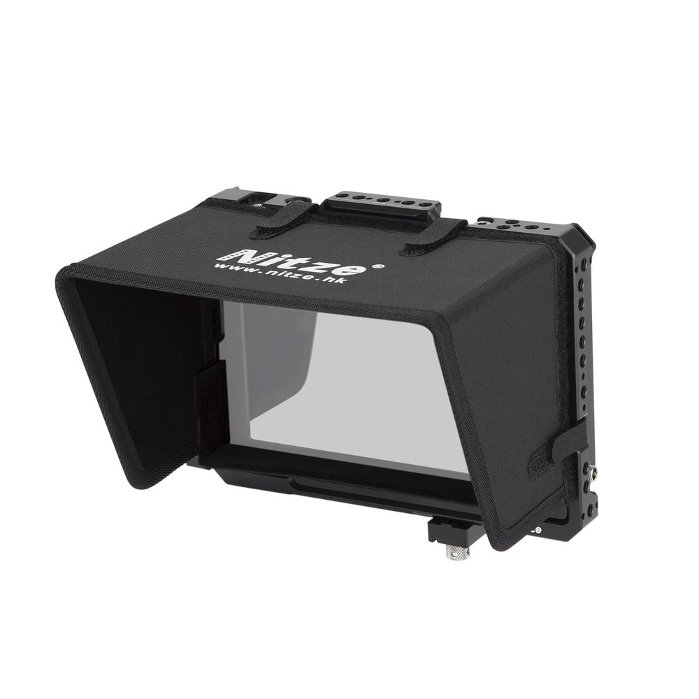 Nitze Cage for Blackmagic Design Video Assist 7" 12G Monitor with Sunhood, HDMI Cable Clamp and USB-C Cable Clamp - JT-B02B