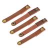 MECCANIXITY Pack of 5 Leather Cable Straps Cord Organizer 90x12mm Portable Cable Leather Clips Light Brown Earphone Cord Management for Cable, Wire view 1