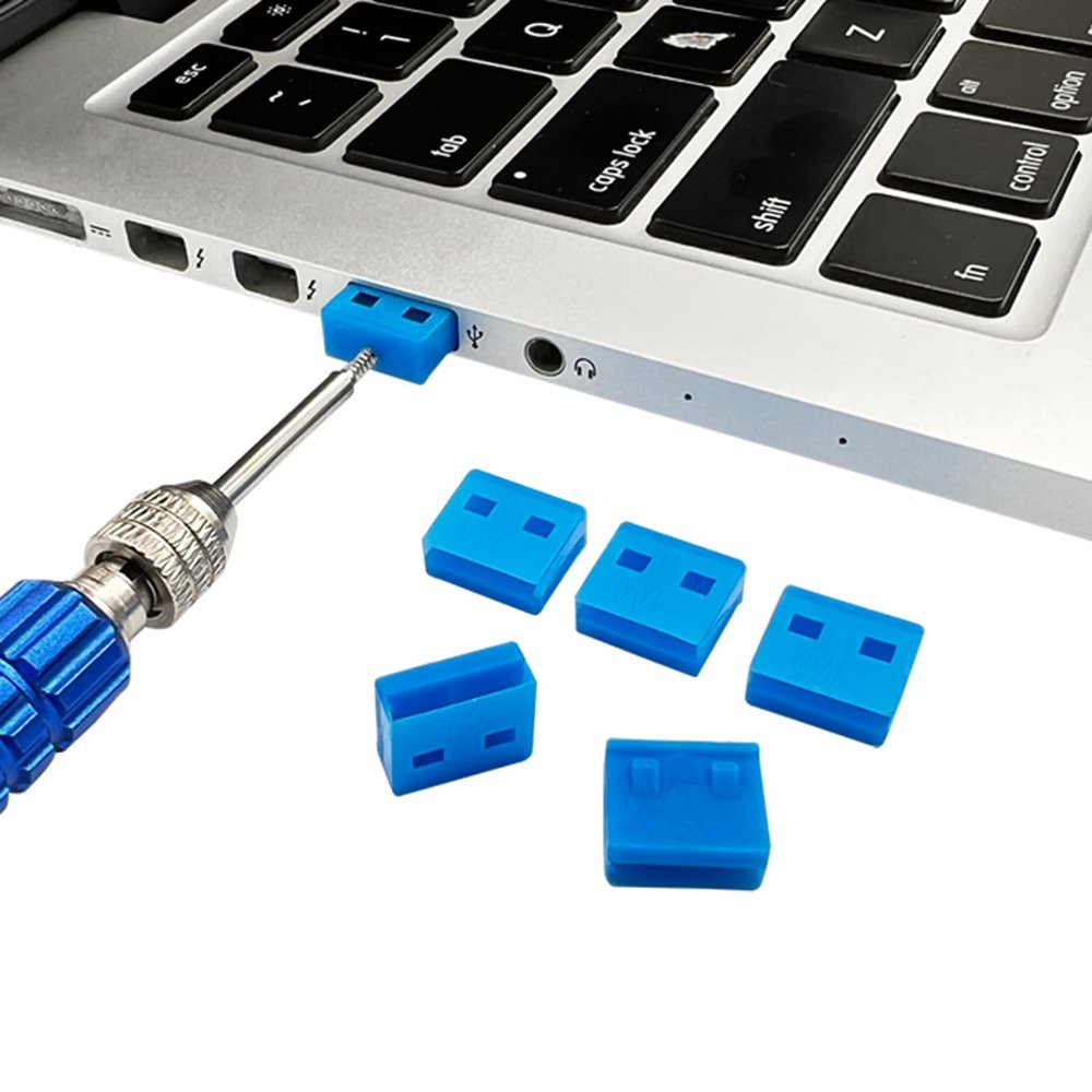 50Pcs USB Port Lock with 3 Keys, Locking USB Port/Dust Blocker, USB Dust Cover Cap Female Port Plugs Protector, Compatible with Computer,TV,Router,USB DevicesBlue