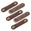 MECCANIXITY Pack of 5 Leather Cable Straps Cord Organizer 63x16mm Portable Cable Leather Clips Brown Earphone Cord Management for Cable, Wire view 1