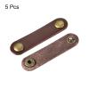 MECCANIXITY Pack of 5 Leather Cable Straps Cord Organizer 63x16mm Portable Cable Leather Clips Brown Earphone Cord Management for Cable, Wire view 3
