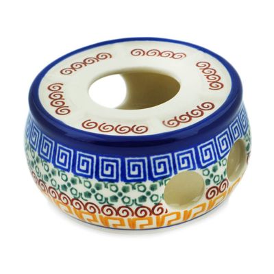 Polmedia Polish Pottery Heater - Grecian Sea Pattern Handmade in Boleslawiec Poland by Ceramika Artystyczna + Certificate of Authenticity