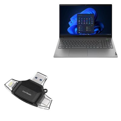 BoxWave Smart Gadget Compatible with Lenovo ThinkBook 15 (21DJ) - AllReader SD Card Reader, microSD Card Reader SD Compact USB - Jet Black