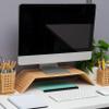 Mind Reader Monitor Stand, Ventilated Laptop Riser, Desktop Organizer, Office, Rayon from Bamboo, 20.75" L x 9" W x 4" H, Brown view 2