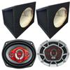 SoundXtreme 6x9 4-Way 520W Car Audio Speakers + 2X Audiotek S1 6x9 Car Van Truck Speaker Box view 1