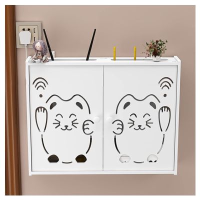 WiFi Router Storage Box, White Floating Shelf, Wall Mount WiFi Router Storage Box, Router Modem Wall Mount ( Color : WhiteA , Size : 50x10x40cm )