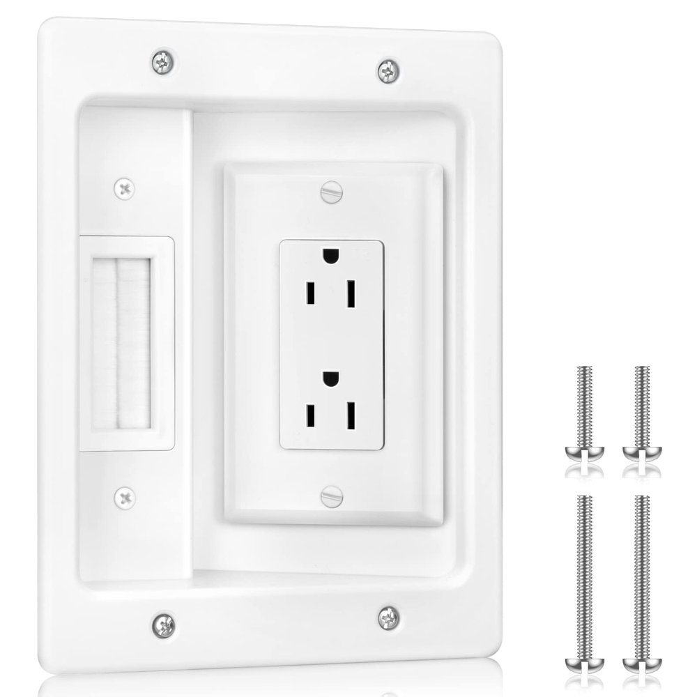 Elecpow in Wall Cable Management Kit, Hide TV Power Cables & Low Voltage Wires Behind The Wall, Recessed Outlet for Wall Mounting TV