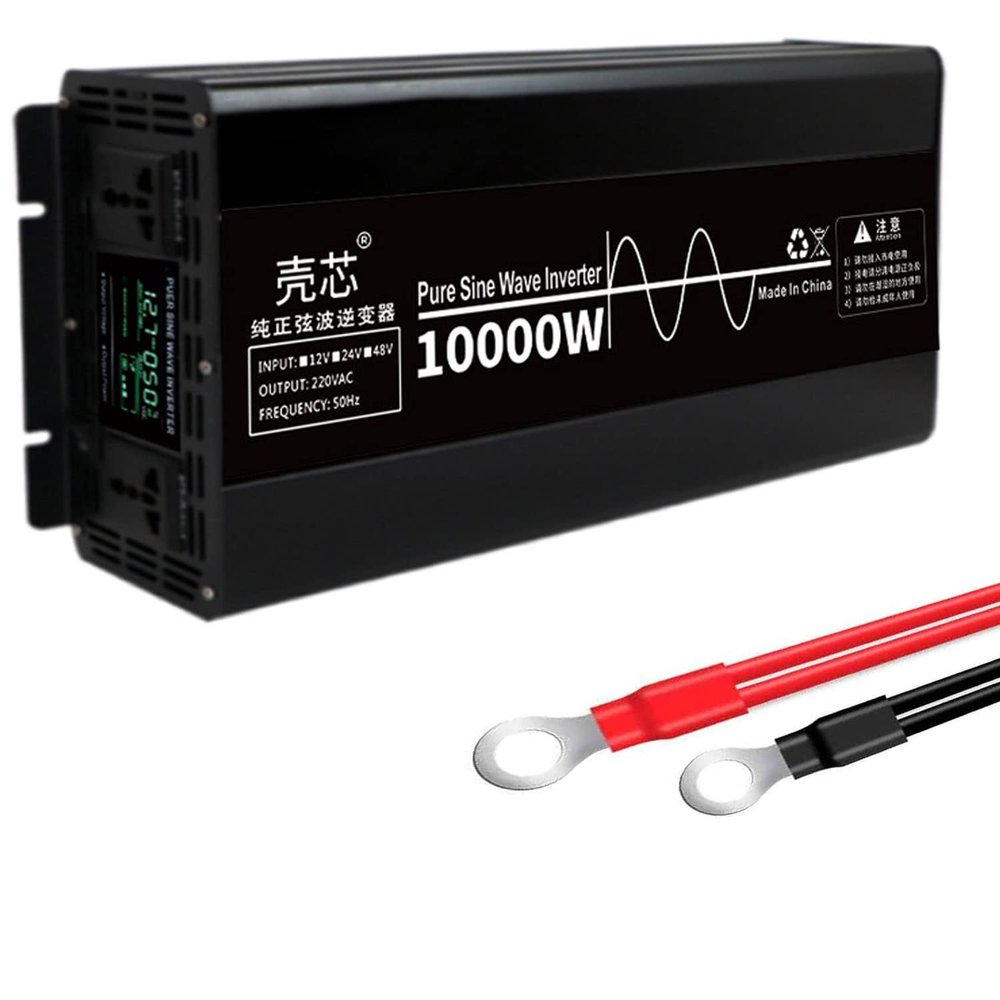 7000W/10000W Pure Sine Wave Power Inverter DC 12V/24V to AC 110V/ 220V Car Power Inverter,Pure Sine Wave Converter with LCD Display, 2 AC Sockets, Black Aluminum Body,24vto110v-10000W