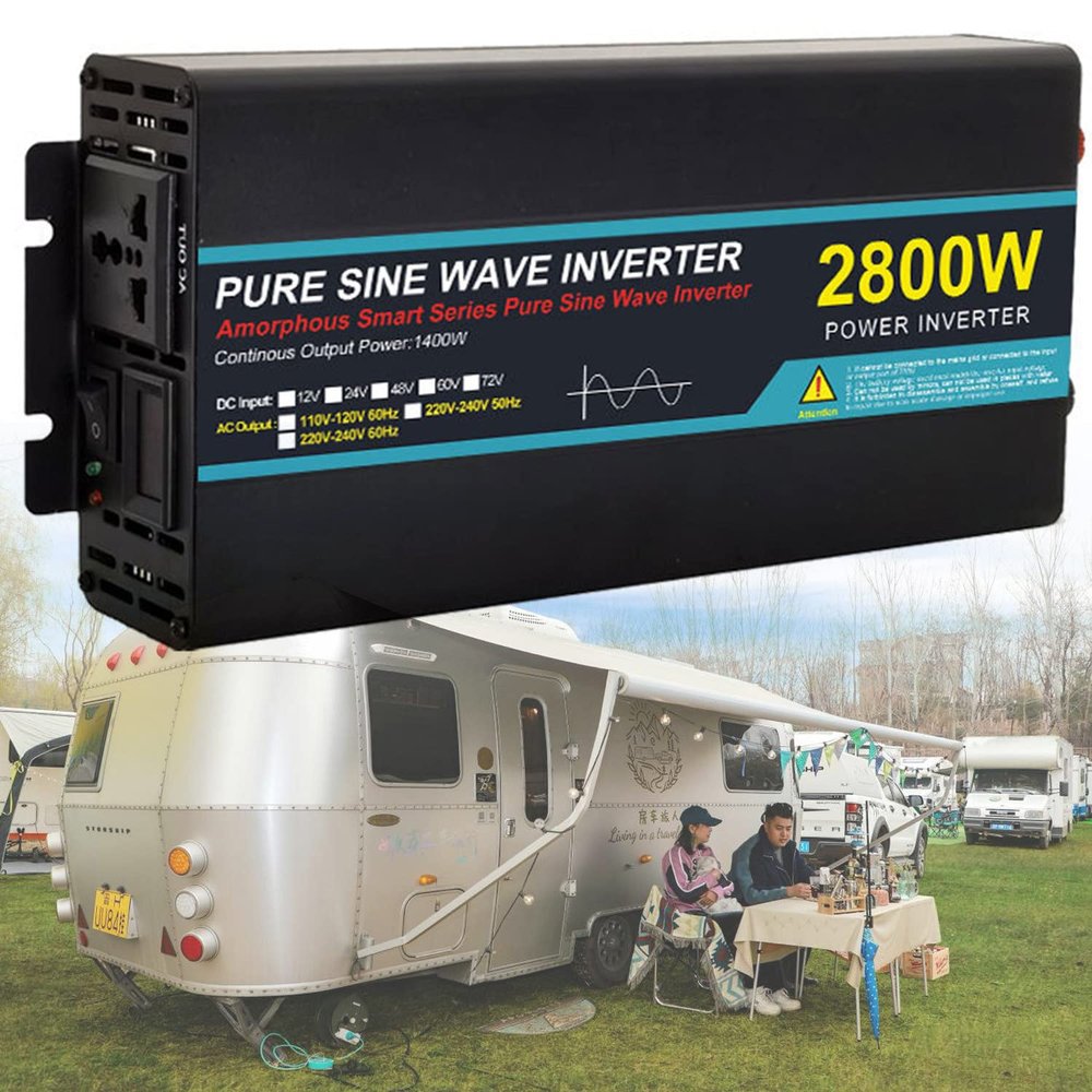 1600W/2800W/4000W/5000W Pure Sine Wave Car Power Inverter,DC 12V/24V to AC 110V/ 220V Car Converter, Pure Sine Wave Power Inverters, with LCD Display, Universal Socket,2800w-12vto110v