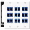 DIYTECH 18 Port Ethernet Wall Plate, Cat 6, Wall Outlet, RJ45 Female to Female Keystone Jacks - White view 1