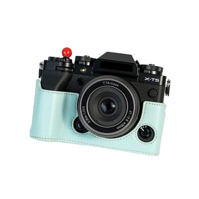 AFGRAPHIC Camera Case PU Leather Light Blue Protective Half Body Cover Base Case with Bottom Opening Version for Fujifilm X-T5 mirrorless Digital Camera, Blue, Half Body Base Case