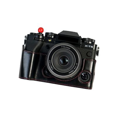 AFGRAPHIC Camera Case Oily Leather Black Protective Half Body Cover Base Case with Bottom Opening Version for Fujifilm X-T5 mirrorless Digital Camera, Black, Half Body Base Case