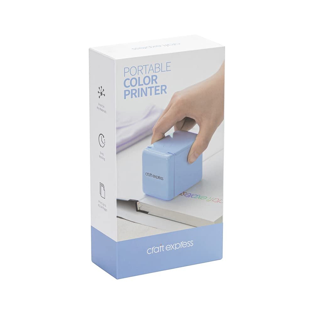 Craft Express Portable Handheld Printer, Wireless Inkjet Label & Logo Printer, Rechargeable, for Paper, Wood, Fabric and More, Compact for DIY Crafts, Small Business, and On-The-Go Printing
