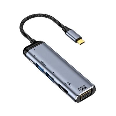 xiwai Type C USB3.1 USB-C to HDMI VGA Dual USB 3.0 HUB Converter HDTV Multiport Adapter 4K 60hz 1080p with Female PD 100W Power Port