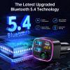 Syncwire Bluetooth 5.4 FM Transmitter Car Adapter 48W (PD 36W & 12W) [Light Switch] [HiFi Bass Sound] [Fast Charging] Wireless Radio Music Adapter LED Display Hands-Free Calling Support USB Drive view 2