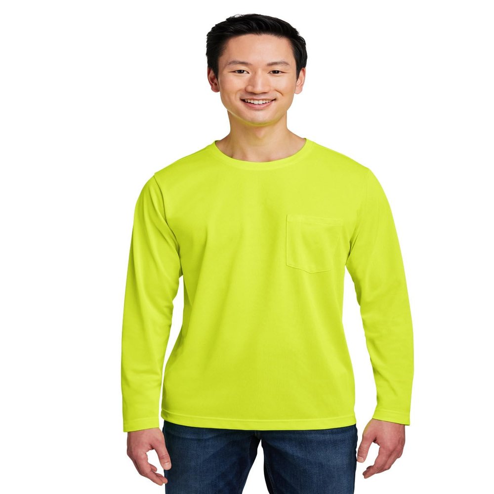 Harriton Unisex Charge Snag and Soil Protect Long-Sleeve T-Shirt Safety Yellow