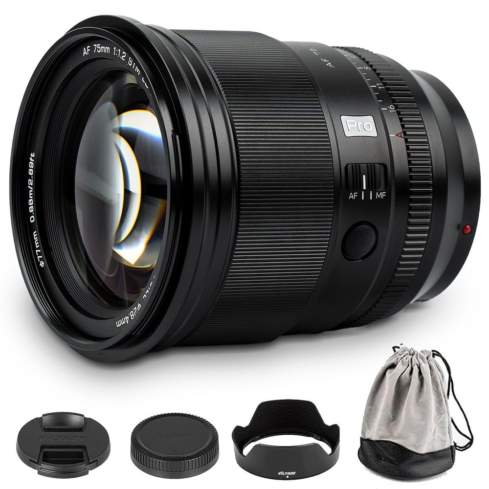 VILTROX 75mm f/1.2 F1.2 Pro XF Fuji X-Mount Ultra Wide Angle Autofocus APS-C Prime Lens for Fujifilm X-Mount Camera X-A7 X-S10 X-T200 X-T100 X-T20 X-T30 X-T3 X-T4 X-E2 X-E2S X-E4 Black