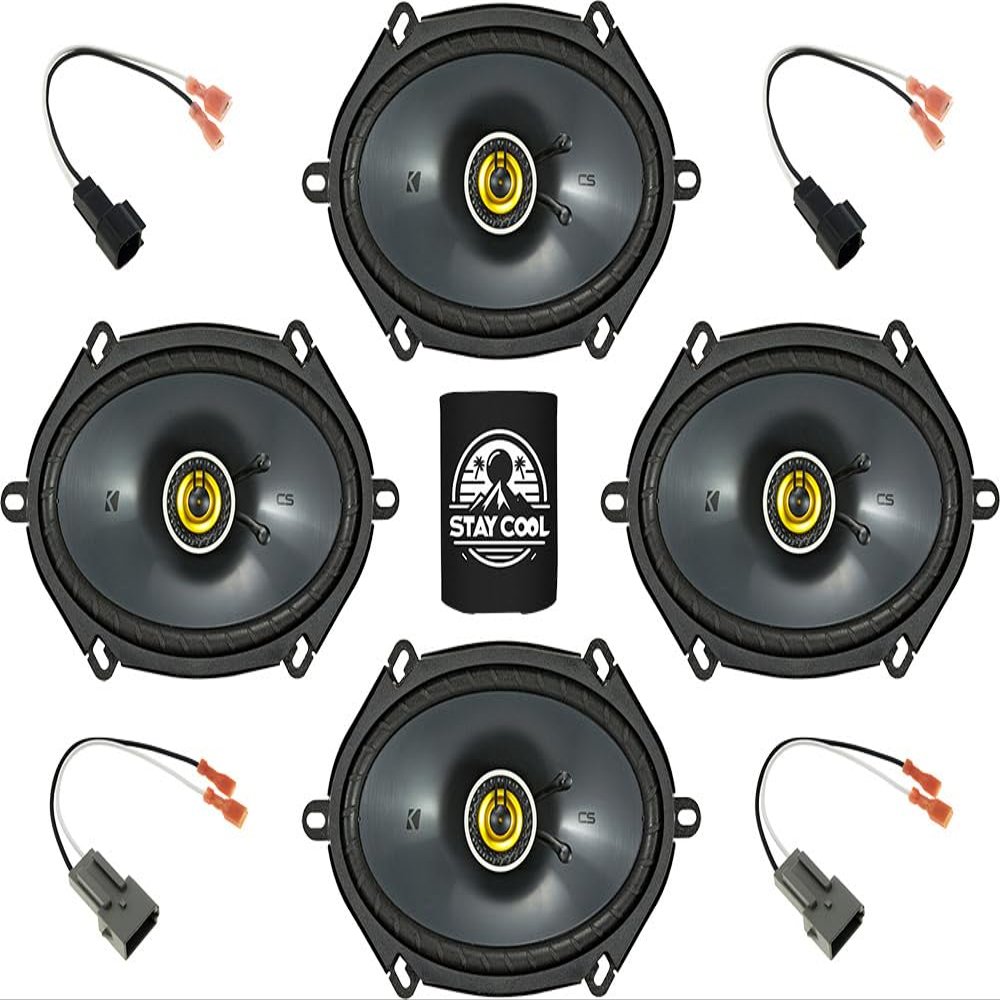KICKER Speakers 6X8 inch for Ford F-250/F-350/F-450/F-550 1999-2004 Upgrade Kit - 4 Pack of CS Series with Harness, Coaxial Car Audio Front Door and Rear Door or Side Panel Speaker CSC68, 46CSC684