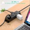 Surge Protector Power Strip - 9 Widely Spaced Multi Outlets, Wall Mount, 3 Side Outlet Extender with Extension Cord, Flat Plug, Overload Protection, Home Office Dorm Room Essentials (5FT, Black) view 2