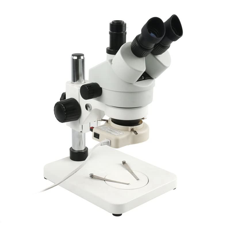 JUIYU Microscope Accessories Kit 3.5X 7X-45X 90X Continuous Zoom Simul Focal Trinocular Stereo Microscope Holder Stand 56 LED Light for Phone Soldering Repair Microscope Slides (Color : White)