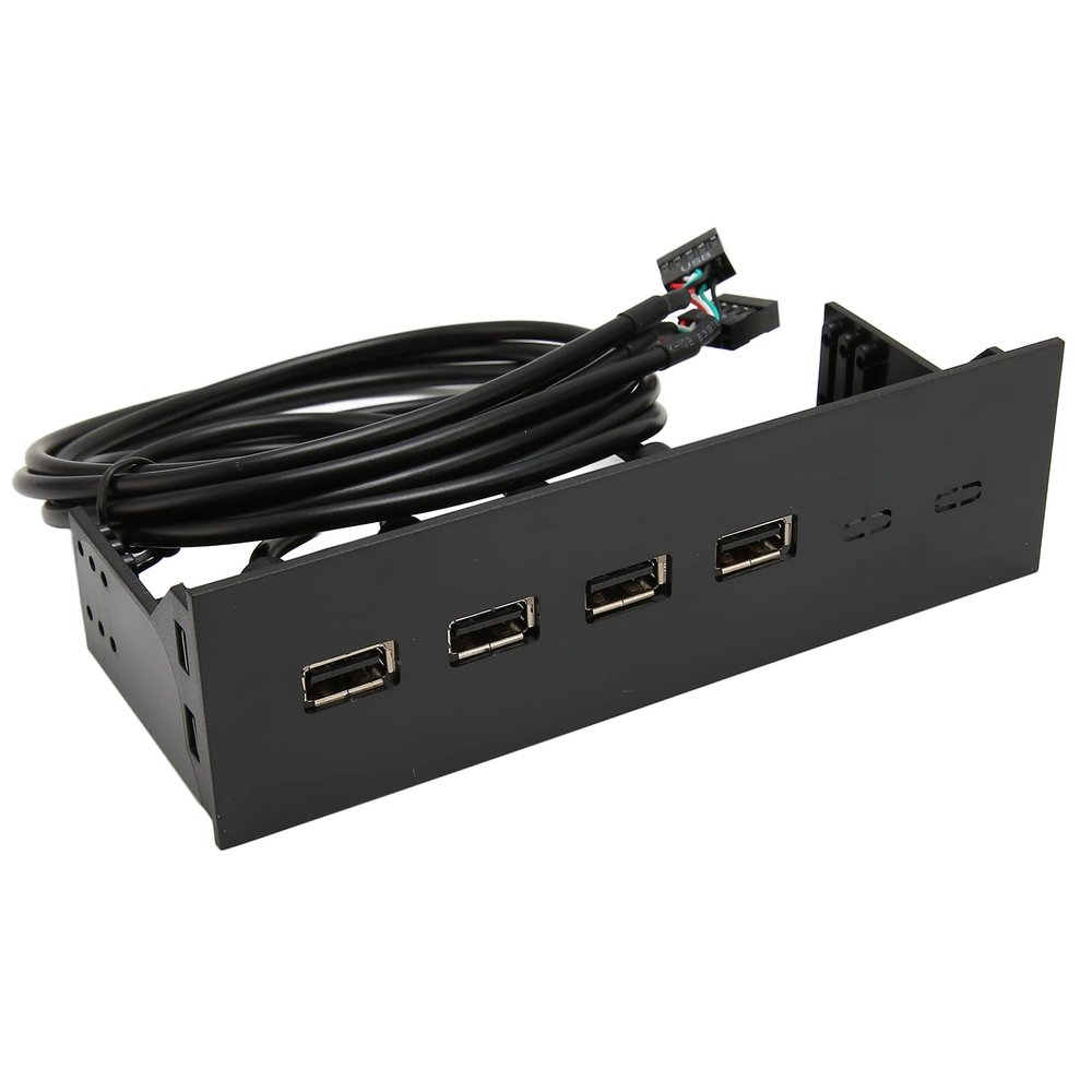 Septpenta 5.25 Inch USB 2.0 Hub Front Panel, Compatible for Windows 11 10 8.1 8 7 Vista XP, Multiple Safety Protections, 19Pin Optical Drive Front Panel for 5.25 Inch PC Computer Case