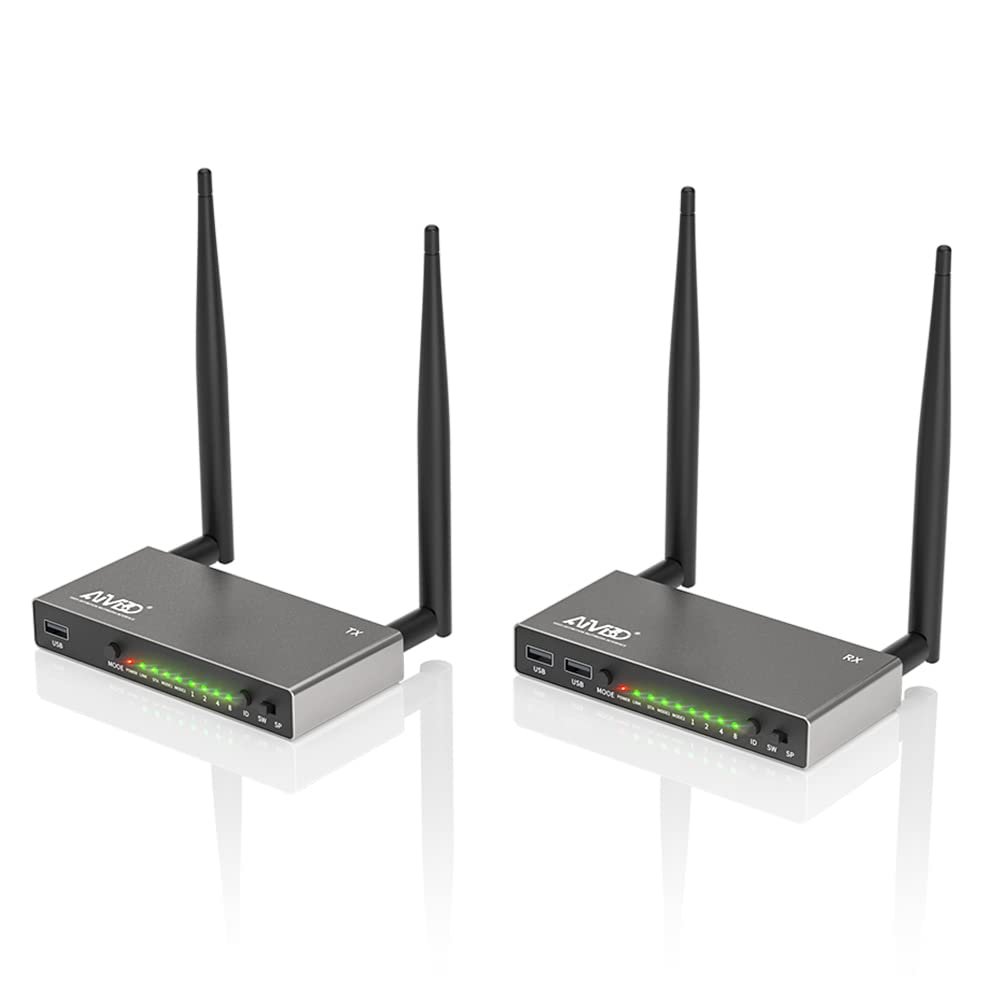 AIMIBO HDMI Wireless Transmitter & Receiver 1080P, Multiple TXS & RXs, 5.8G HDMI Extender with KVM, IR Remote, Loop-Out, 656FT, Cast Video Audio for Laptop, Fire TV Stick, Satellite to TV, Projector