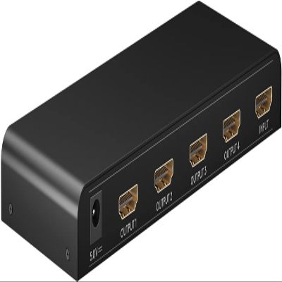 goobay 58482 HDMI Splitter 1 in 4 Out / 4K at 30Hz (2160p) HDMI Splitter/HDMI 1.4 Switch for Four Monitors with 60Hz at 1080p, Black