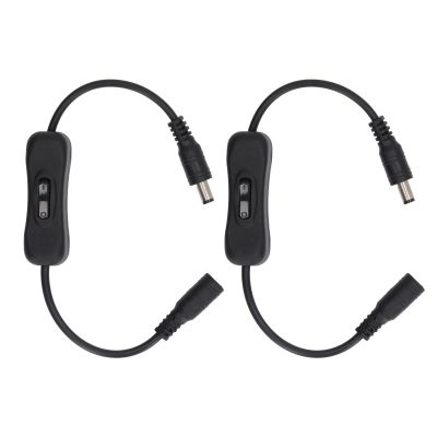 Zerodis Inline On Off Switch, 2Pcs Male to Female Power Adapter Connector DC Power Switch Extension Cable for LED Strip Light and Other Low Voltage Applications