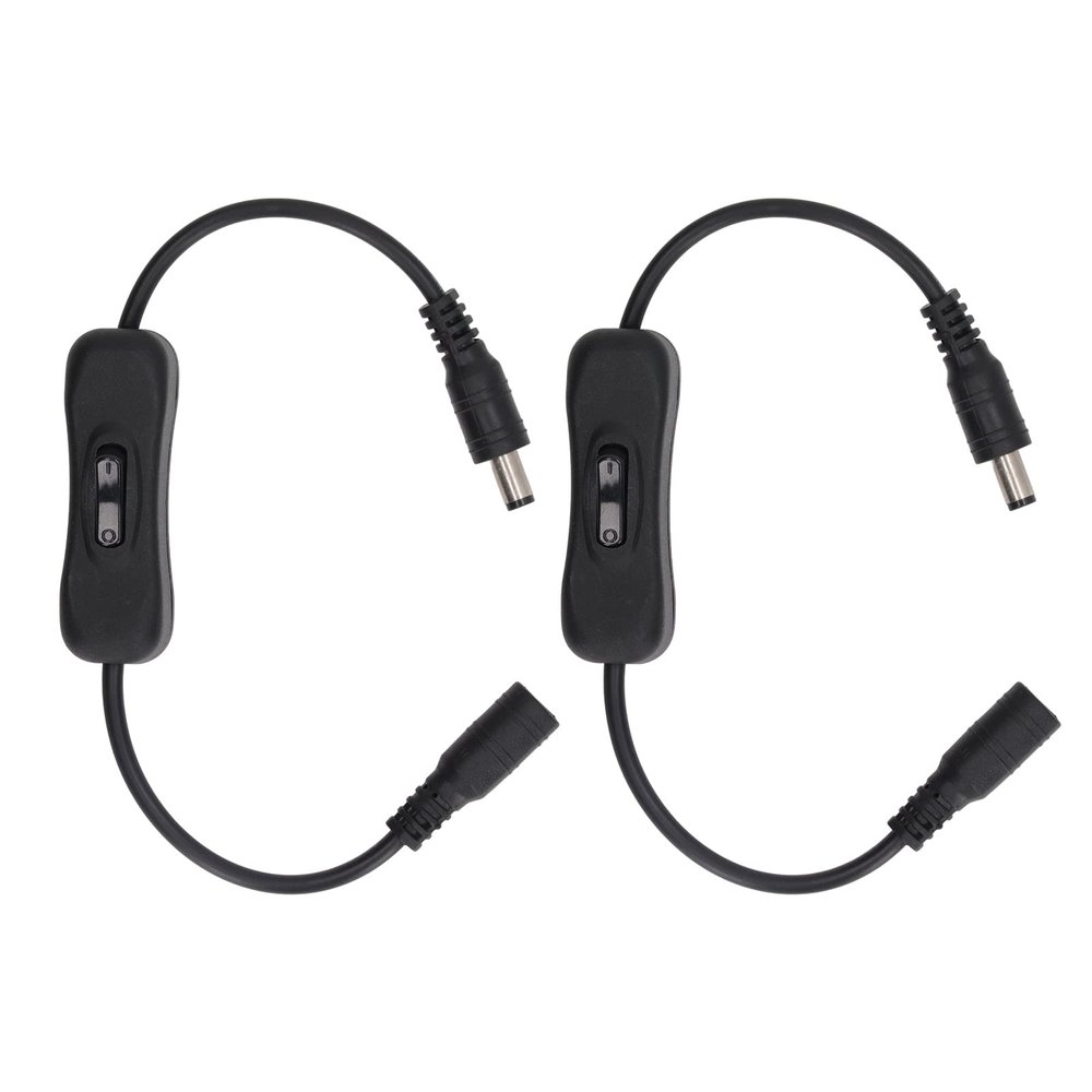 Zerodis Inline On Off Switch, 2Pcs Male to Female Power Adapter Connector DC Power Switch Extension Cable for LED Strip Light and Other Low Voltage Applications