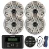 Kicker Weather-Resistant Marine Bluetooth USB RCA Stereo Receiver w/Remote Bundle with (Qty 4) 6.5" 2-Way 195W Max Coaxial Marine Speakers, White Salt Water Grilles, 50 Ft Wire, Antenna view 1