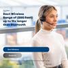 TruVoice Agent AW80 3-in-1 DECT Wireless Headset with Noise Canceling Microphone for Phone, PC and Cell | 500 FT Maximum Range (15 x Bluetooth Distance) - Remote Answer Capability with Additional EHS view 3