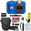 Kodak PIXPRO WPZ2 Rugged Waterproof Shockproof Digital Camera 16MP 4X Optical Zoom 1080P Full HD Video, 2.7 LCD (Blue), 32GB SD Card, Black Compact Camera Case, Floating Strap, Bundle (7 Items) view 1
