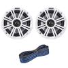 1 Pair (Qty 2) of Kicker 6.5" 2-Way 195 Watts Max Power Coaxial Marine Audio Speakers with White Grilles, 50 Feet 16-Gauge Speaker Wire view 1