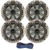 2 Pair (Qty 4) of Kicker 6.5" 2-Way 195 Watts Max Power Coaxial Marine Audio Speakers with Silver Grilles, 50-Feet 16-Gauge Speaker Wire view 1