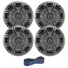 2 Pair (Qty 4) of Kicker 6.5" 2-Way 195 Watts Max Power Coaxial Marine Audio Speakers with Charcoal Grilles, 50 Feet 16-Gauge Speaker Wire view 1