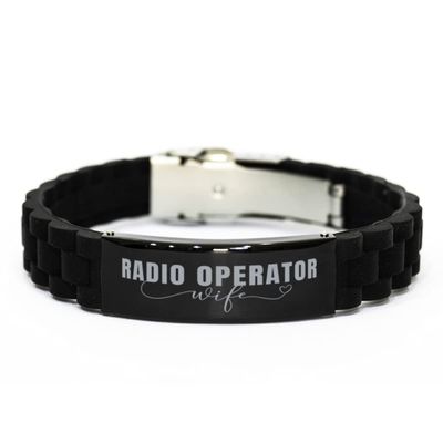 Radio Operator Wife Gifts for Radio Operator Wife Personalized Black Glidelock Bracelet Motivational, Inspirational Gifts Radio Operator Wife Custom Bracelet Gifts Radio Operator Wifes Gifts from