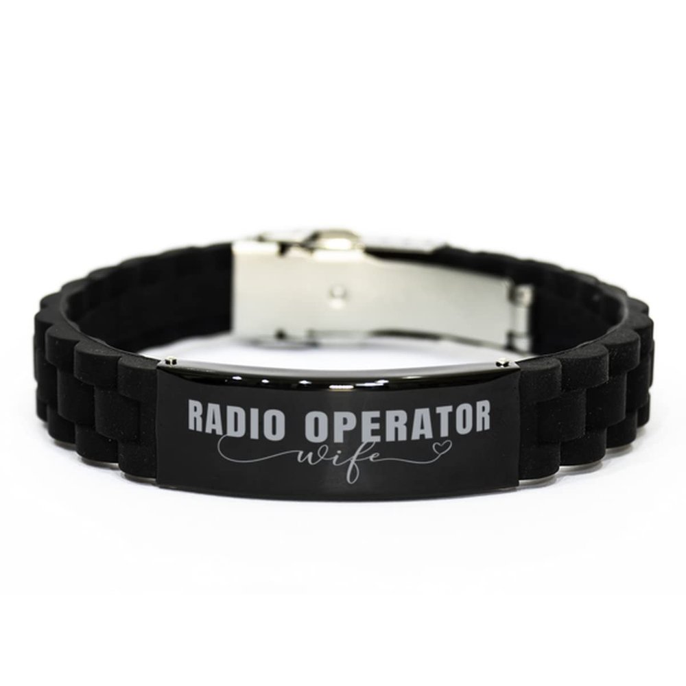 Radio Operator Wife Gifts for Radio Operator Wife Personalized Black Glidelock Bracelet Motivational, Inspirational Gifts Radio Operator Wife Custom Bracelet Gifts Radio Operator Wifes Gifts from